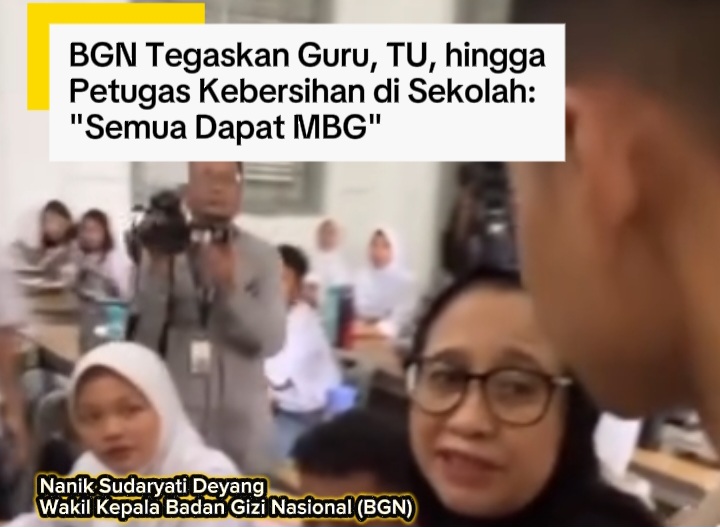 BGN Tegaskan Guru, TU, hingga Petugas Kebersihan di Sekolah: "Semua Dapat MBG"