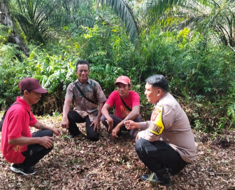 Bhabinkamtibmas Polsek Bantan Meninjau Lahan Bersama Warga Desa Pambang Pesisir